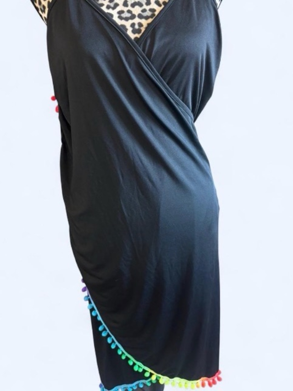 Women’s Black Wrap Dress or Swim Cover - XL
